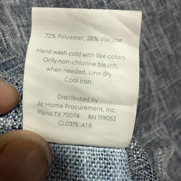 At Home Blue Textured Linen Look Curtain Panels 84”x37” Tab Top Set of 2 - Picture 3 of 12